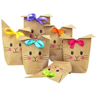 Papierdrachen Lot de 12 sacs cadeaux imprimés pour Pâques – avec visage de lapin – Idée cadeau idéale ou décoration de Pâques – Avec pinces en bois – nid de Pâques pour bricoler et offrir – Pâques Papierdrachen Lot de 12 sacs cadeaux imprimés pour Pâques – avec visage de lapin – Idée cadeau idéale ou décoration de Pâques – Avec pinces en bois – nid de Pâques pour bricoler et offrir – Pâques