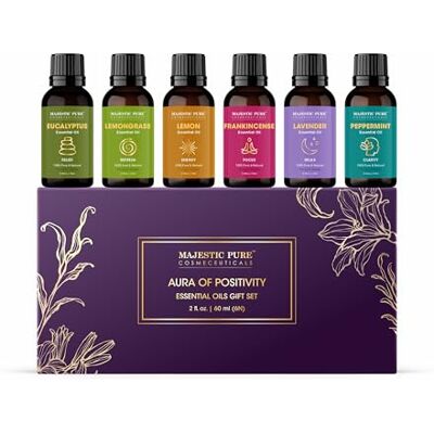 Majestic Lot de 6 huiles essentielles 100 % pur et naturel Majestic Lot de 6 huiles essentielles 100 % pur et naturel