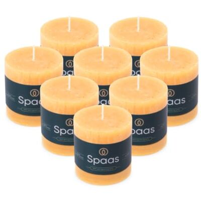Spaas 8x Bougie Pilier Rustique 70/70 mm 25h couleur sable Spaas 8x Bougie Pilier Rustique 70/70 mm 25h couleur sable