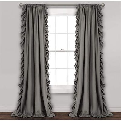 Lush Decor Reyna Lot de 2 rideaux de fenêtre à volants – 137,2 x 213,4 cm (l x L), gris – Ensemble de rideaux fluides – Rideaux romantiques à volants pour chambre à coucher, salon ou salle à manger – Lush Decor Reyna Lot de 2 rideaux de fenêtre à volants – 137,2 x 213,4 cm (l x L), gris – Ensemble de rideaux fluides – Rideaux romantiques à volants pour chambre à coucher, salon ou salle à manger –