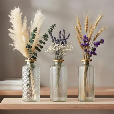 levandeo Lot de 3 vases en verre transparent doré Hauteur 14 cm Vase à fleurs transparent Décoration de table de printemps Vase décoratif levandeo Lot de 3 vases en verre transparent doré Hauteur 14 cm Vase à fleurs transparent Décoration de table de printemps Vase décoratif