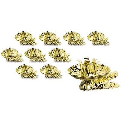 Idena 31893 Lot de 10 bougeoirs vintage en métal doré pour sapin de Noël avec clip pour branches jusqu'à 1,5 cm d'épaisseur Idena 31893 Lot de 10 bougeoirs vintage en métal doré pour sapin de Noël avec clip pour branches jusqu'à 1,5 cm d'épaisseur