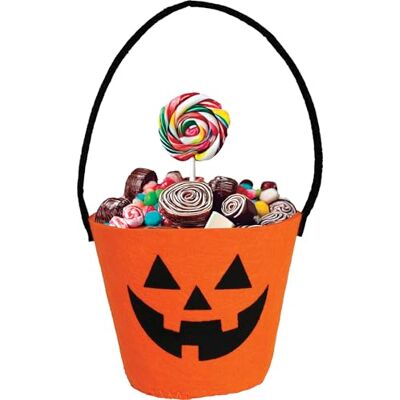 FIESTAS GUIRCA Seau à bonbons en feutre en forme de citrouille et de chat – Accessoires pour tours ou friandises et décorations d'Halloween – Idéal pour les fêtes et les célébrations FIESTAS GUIRCA Seau à bonbons en feutre en forme de citrouille et de chat – Accessoires pour tours ou friandises et décorations d'Halloween – Idéal pour les fêtes et les célébrations