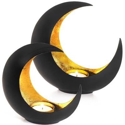 Ensemble de Porte-bougies en Forme de Lune Noir Gadgy Ensemble de Porte-bougies en Forme de Lune Noir Gadgy
