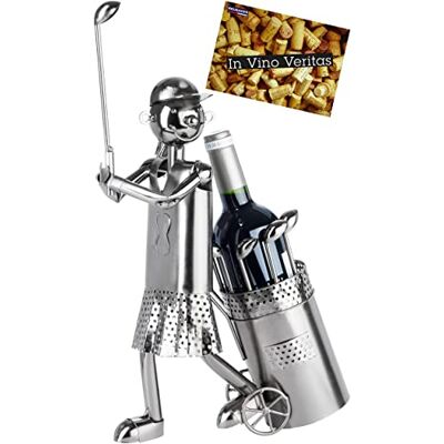 BRUBAKER Porte Bouteille Golfeur Scintillant Cadeau de golf Sculpture en métal pour les amateurs de golf et les sportives Porte-bouteille de vin Décoration de vin avec carte-cadeau BRUBAKER Porte Bouteille Golfeur Scintillant Cadeau de golf Sculpture en métal pour les amateurs de golf et les sportives Porte-bouteille de vin Décoration de vin avec carte-cadeau