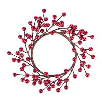 GLOREX 6 3805 503 Couronne décorative avec baies rouges, environ 23 x 23 x 3 cm, convient comme décoration de table, de mur ou de porte GLOREX 6 3805 503 Couronne décorative avec baies rouges, environ 23 x 23 x 3 cm, convient comme décoration de table, de mur ou de porte