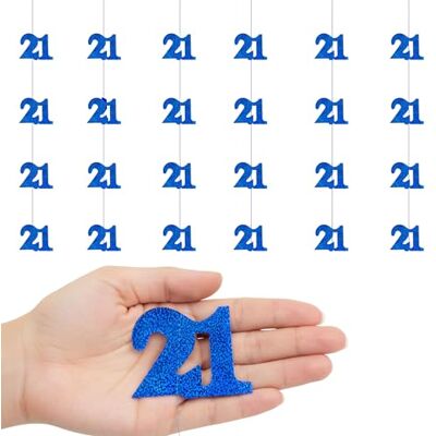 SHATCHI Lot de 6 guirlandes à suspendre pour 13e à 90e anniversaire de mariage En aluminium métallisé brillant Pour fête Bleu SHATCHI Lot de 6 guirlandes à suspendre pour 13e à 90e anniversaire de mariage En aluminium métallisé brillant Pour fête Bleu