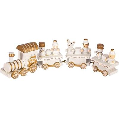 Ciao Train de Noël (20 cm : locomotive + 3 wagons) décoration bois blanc/doré Ciao Train de Noël (20 cm : locomotive + 3 wagons) décoration bois blanc/doré