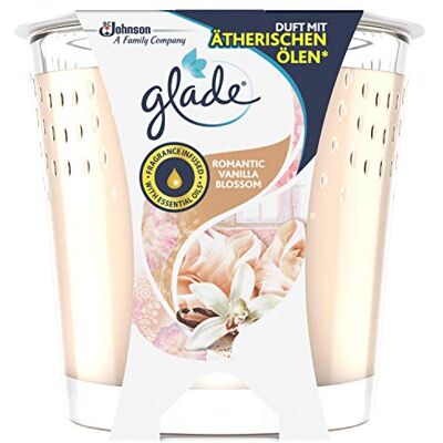 Glade Brise Bougie parfumée, dans un pot en verre, collection « Romantic Vanilla Blossom », durée de combustion : jusqu'à 30 heures, 1 paquet, 1 x 129 g Glade Brise Bougie parfumée, dans un pot en verre, collection « Romantic Vanilla Blossom », durée de combustion : jusqu'à 30 heures, 1 paquet, 1 x 129 g
