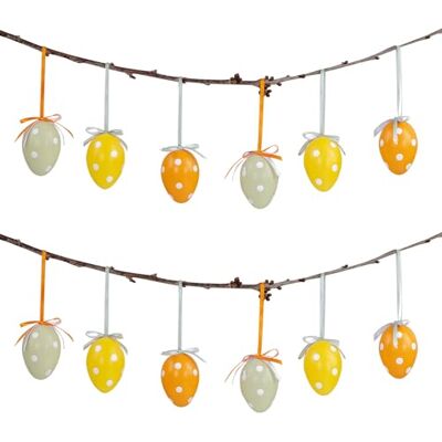 levandeo Lot de 12 œufs décoratifs à suspendre pour Pâques Jaune/orange/vert/blanc à pois levandeo Lot de 12 œufs décoratifs à suspendre pour Pâques Jaune/orange/vert/blanc à pois