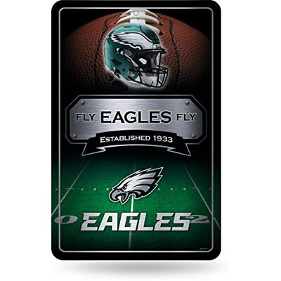 Rico Industries NFL Philadelphia Eagles Large Metal Sign 11" x 17" Large Metal Home Décor Sign,Silver Rico Industries NFL Philadelphia Eagles Large Metal Sign 11" x 17" Large Metal Home Décor Sign,Silver