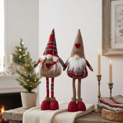 levandeo Lot de 2 lutin de Noël Hauteur : 45 cm Figurines décoratives Rouge Gnome à carreaux qui attire tous les regards. Debout avec barbe en peluche et tresses. Accent d'ambiance et idée de cadeau levandeo Lot de 2 lutin de Noël Hauteur : 45 cm Figurines décoratives Rouge Gnome à carreaux qui attire tous les regards. Debout avec barbe en peluche et tresses. Accent d'ambiance et idée de cadeau