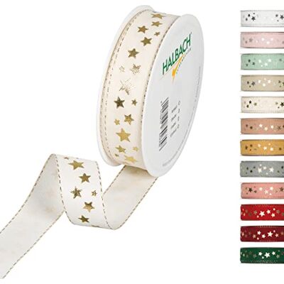 Halbach Seidenbänder 295 Ruban cadeau Noël Polyester Crème 25 mm x 18 m Halbach Seidenbänder 295 Ruban cadeau Noël Polyester Crème 25 mm x 18 m