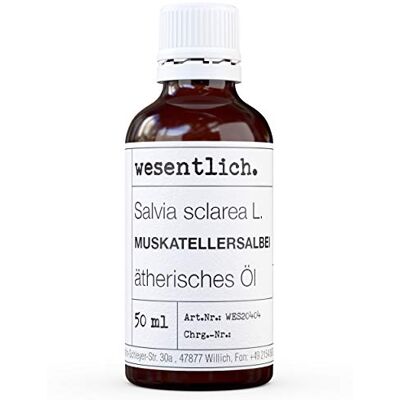 wesentlich. Huile essentielle de sauge sclard 100% pure (bouteille en verre), entre autres pour lampe parfumée et diffuseur (50 ml) wesentlich. Huile essentielle de sauge sclard 100% pure (bouteille en verre), entre autres pour lampe parfumée et diffuseur (50 ml)