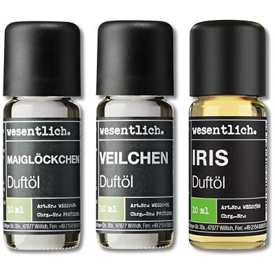 wesentlich. Kit d'huiles parfumées Compositions harmonieuses pour lampe à parfum, diffuseur et bougies Muguet, violette, iris wesentlich. Kit d'huiles parfumées Compositions harmonieuses pour lampe à parfum, diffuseur et bougies Muguet, violette, iris