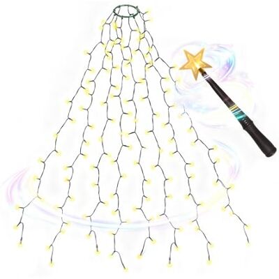 SALCAR Éclairage de sapin de Noël de 2 m avec anneau et 8 guirlandes, avec baguette magique, télécommande, 280 LED, pour 150 cm, 180 cm, 210 cm, 240 cm Blanc chaud SALCAR Éclairage de sapin de Noël de 2 m avec anneau et 8 guirlandes, avec baguette magique, télécommande, 280 LED, pour 150 cm, 180 cm, 210 cm, 240 cm Blanc chaud