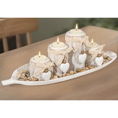 GoMaihe Bougeoirs en bois avec plateau : lot de 4 bougies chauffe-plat pour centre de table à manger, décorations pour salon, salle de bain, cadeaux de pendaison de crémaillère, feuille GoMaihe Bougeoirs en bois avec plateau : lot de 4 bougies chauffe-plat pour centre de table à manger, décorations pour salon, salle de bain, cadeaux de pendaison de crémaillère, feuille