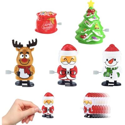 POPOYU Cracker de Noël – Lot de 5 jouets de course à remonter, secouer la tête, mécanisme d'horloge, saut à ressort, jouets pour enfants et sac de fête POPOYU Cracker de Noël – Lot de 5 jouets de course à remonter, secouer la tête, mécanisme d'horloge, saut à ressort, jouets pour enfants et sac de fête