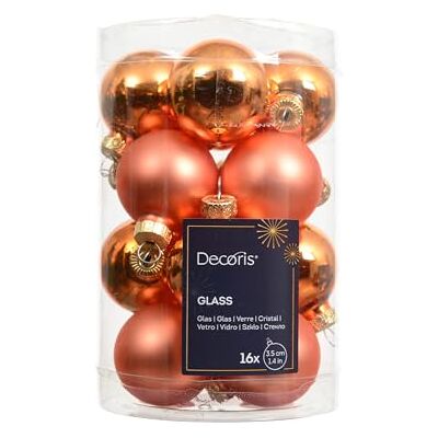 Kaemingk Lot de 16 boules de Noël en verre 3,5 cm Mat et brillant Petites boules de Noël pour Noël Décoration de Noël et décoration de sapin de Noël Orange chaud Kaemingk Lot de 16 boules de Noël en verre 3,5 cm Mat et brillant Petites boules de Noël pour Noël Décoration de Noël et décoration de sapin de Noël Orange chaud