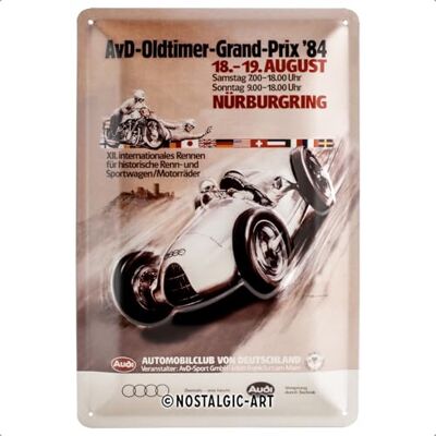 ART Plaque rétro, 20 x 30 cm, Audi – AvD Oldtimer Grand Prix – Idée cadeau pour fans de Audi, Official License Product (OLP), en métal, design vintage ART Plaque rétro, 20 x 30 cm, Audi – AvD Oldtimer Grand Prix – Idée cadeau pour fans de Audi, Official License Product (OLP), en métal, design vintage