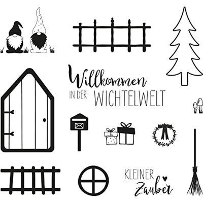 Rayher Clear Stamps 50266000 Motif lutin Transparent 102,5 x 97 mm 2 textes et 10 motifs Transparent Rayher Clear Stamps 50266000 Motif lutin Transparent 102,5 x 97 mm 2 textes et 10 motifs Transparent