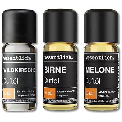 wesentlich. Ensemble d'huiles parfumées Composition harmonieuse pour lampe parfumée, diffuseur et bougies Cerise, poire, melon wesentlich. Ensemble d'huiles parfumées Composition harmonieuse pour lampe parfumée, diffuseur et bougies Cerise, poire, melon