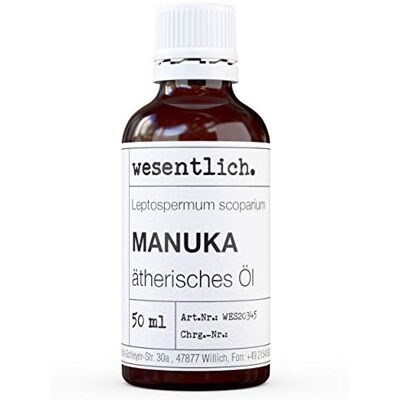 wesentlich. Huile essentielle de manuka 100 % naturelle (bouteille en verre) Pour lampe parfumée et diffuseur (50 ml) wesentlich. Huile essentielle de manuka 100 % naturelle (bouteille en verre) Pour lampe parfumée et diffuseur (50 ml)