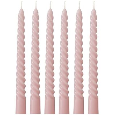levandeo Lot de 6 bougies torsadées roses Hauteur : 20 cm Décoration de table Vieux rose levandeo Lot de 6 bougies torsadées roses Hauteur : 20 cm Décoration de table Vieux rose