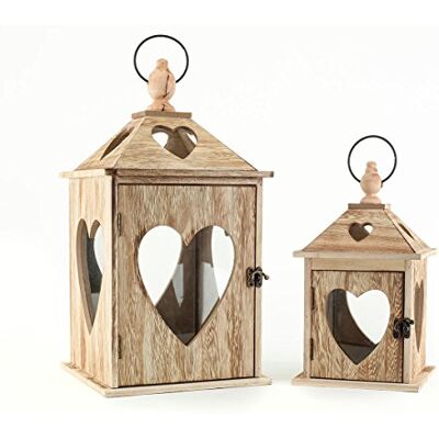 levandeo Lot de 2 lanternes en bois et verre avec fenêtre en forme de cœur Photophore de couleur marron Lanternes de table en bois Lanternes de jardin Décoration de maison de campagne levandeo Lot de 2 lanternes en bois et verre avec fenêtre en forme de cœur Photophore de couleur marron Lanternes de table en bois Lanternes de jardin Décoration de maison de campagne