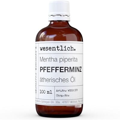 wesentlich. Huile essentielle de menthe poivrée 100 % naturelle (bouteille en verre) Pour lampe aromatique et diffuseur (100 ml) wesentlich. Huile essentielle de menthe poivrée 100 % naturelle (bouteille en verre) Pour lampe aromatique et diffuseur (100 ml)