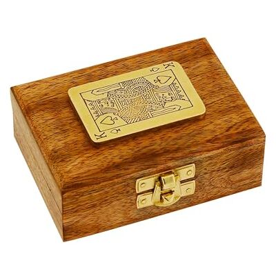 NKlaus Boîte à cartes à jouer en bois de manguier et laiton, 11 x 8 x 4 cm, décoration nautique, boîte à cartes pour soirées de jeux 15932 NKlaus Boîte à cartes à jouer en bois de manguier et laiton, 11 x 8 x 4 cm, décoration nautique, boîte à cartes pour soirées de jeux 15932