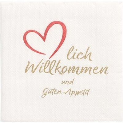 PAPSTAR Lot de 125 serviettes en papier 2 couches « Punto » pliage 1/4 20 x 20 cm, blanc « Herzlich Willkommen & Guten Appétit » micro-gaufrées, blanches PAPSTAR Lot de 125 serviettes en papier 2 couches « Punto » pliage 1/4 20 x 20 cm, blanc « Herzlich Willkommen & Guten Appétit » micro-gaufrées, blanches