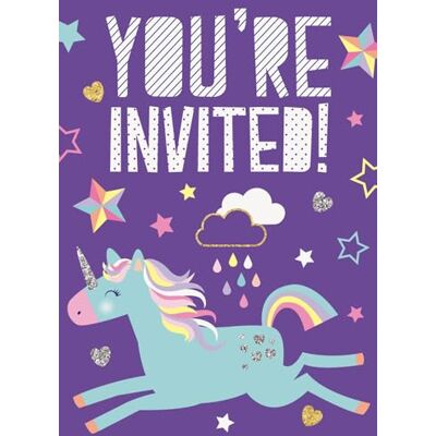 Unique Party 72504 Invitations de Fête Fête à thème de Licorne Paquet de 8 Unique Party 72504 Invitations de Fête Fête à thème de Licorne Paquet de 8