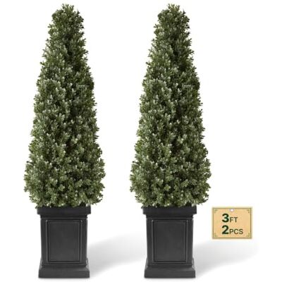 VEVOR Lot de 2 arbres de buis artificiels de 1219 mm, plante artificielle Arbre topiaire avec pots stables, forme pyramidale, pour intérieur et extérieur, entrée, véranda, balcon, patio et jardin VEVOR Lot de 2 arbres de buis artificiels de 1219 mm, plante artificielle Arbre topiaire avec pots stables, forme pyramidale, pour intérieur et extérieur, entrée, véranda, balcon, patio et jardin