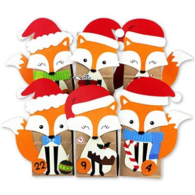 Papierdrachen Calendrier de l'Avent DIY à remplir Renards découpés avec 24 Sacs en Papier Brun à remplir soi-même et à Faire soi-même Noël 2021 pour Les Enfants. Papierdrachen Calendrier de l'Avent DIY à remplir Renards découpés avec 24 Sacs en Papier Brun à remplir soi-même et à Faire soi-même Noël 2021 pour Les Enfants.