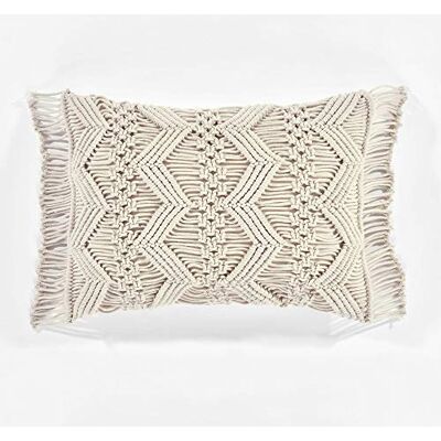Lush Decor Studio Housse de coussin décorative en macramé Motif chevrons Neutre 33 x 50,8 cm Lush Decor Studio Housse de coussin décorative en macramé Motif chevrons Neutre 33 x 50,8 cm