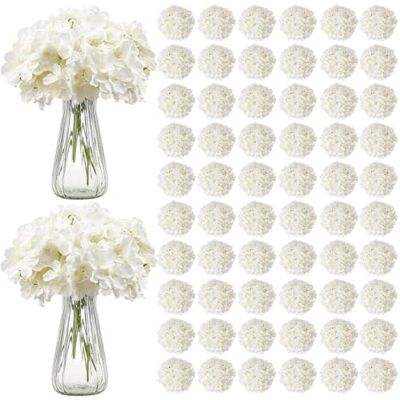 VEVOR Lot de 205 fleurs artificielles d'hortensia en soie blanche avec tiges pour bouquets de mariage, arrangements de centres de table, décorations de table de fête VEVOR Lot de 205 fleurs artificielles d'hortensia en soie blanche avec tiges pour bouquets de mariage, arrangements de centres de table, décorations de table de fête