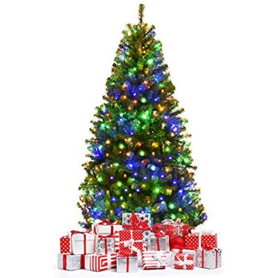 COSTWAY Sapin de Noël Artificiel Pré-éclairé, Arbre de Noël 11 Modes d'Eclairage 100 Lumières LED Multicolores 300 Branches en PVC Support en Métal Pliable, Décoration pour Maison Magasin (120CM) COSTWAY Sapin de Noël Artificiel Pré-éclairé, Arbre de Noël 11 Modes d'Eclairage 100 Lumières LED Multicolores 300 Branches en PVC Support en Métal Pliable, Décoration pour Maison Magasin (120CM)