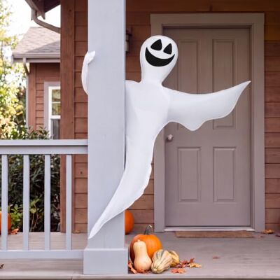 JOYIN Décoration de fantôme d'Halloween, fantôme souriant blanc, emballage d'arbre, extérieur, pelouse, fournitures de fête JOYIN Décoration de fantôme d'Halloween, fantôme souriant blanc, emballage d'arbre, extérieur, pelouse, fournitures de fête
