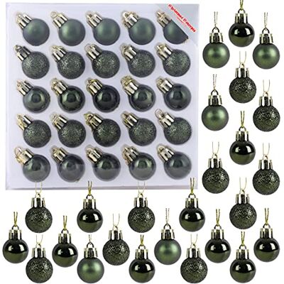 Christmas Concepts ® Lot de mini boules de Noël brillantes, mates et pailletées de 2,5 cm (2,5 cm) Vert forêt Christmas Concepts ® Lot de mini boules de Noël brillantes, mates et pailletées de 2,5 cm (2,5 cm) Vert forêt