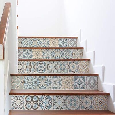 Ambiance Sticker 2 Stickers adhésifs escalier carrelages Sticker Autocollant contremarche Carreaux de Ciment – Stickers contremarche carrelages azulejos – 15 x 105 cm 2 Bandes Ambiance Sticker 2 Stickers adhésifs escalier carrelages Sticker Autocollant contremarche Carreaux de Ciment – Stickers contremarche carrelages azulejos – 15 x 105 cm 2 Bandes