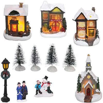 Toyland Mini Village Scène de Noël Lumineuse Set de 12 pièces Multicolore 47 cm x 58 cm x 36 cm Toyland Mini Village Scène de Noël Lumineuse Set de 12 pièces Multicolore 47 cm x 58 cm x 36 cm