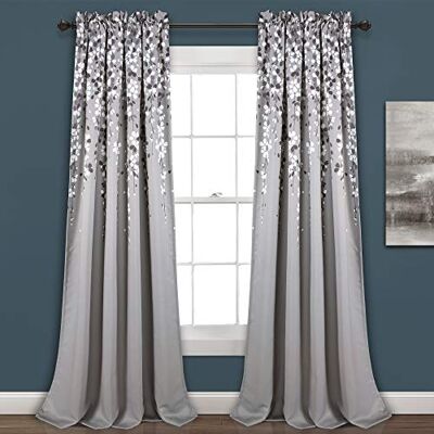 Lush Decor Paire de rideaux de fenêtre filtrant la lumière avec motif fleur pleureuse, 132,1 cm de large x 241,3 cm de long + tête de 5,1 cm, gris – Charmants rideaux floraux modernes pour salon, Lush Decor Paire de rideaux de fenêtre filtrant la lumière avec motif fleur pleureuse, 132,1 cm de large x 241,3 cm de long + tête de 5,1 cm, gris – Charmants rideaux floraux modernes pour salon,