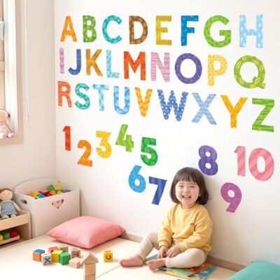 DECOWALL Lettres de l'alphabet majuscules et chiffres pour enfants Autocollants muraux amovibles Pour chambre d'enfant, chambre à coucher, salon BA-4003 DECOWALL Lettres de l'alphabet majuscules et chiffres pour enfants Autocollants muraux amovibles Pour chambre d'enfant, chambre à coucher, salon BA-4003