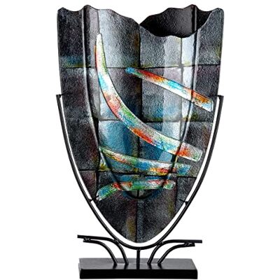 ART Vase décoratif design en verre Avec support en métal Cadeau pour femme, anniversaire, Saint Valentin, fête des mères Couleur : gris Hauteur : 58 cm ART Vase décoratif design en verre Avec support en métal Cadeau pour femme, anniversaire, Saint Valentin, fête des mères Couleur : gris Hauteur : 58 cm