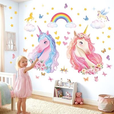 DECOWALL SG2-2322 Sticker mural motif licorne arc-en-ciel pour enfants, filles, cadeaux pour chambre d'enfant, chambre de bébé, décoration murale pour chambre à coucher, salon, multicolore DECOWALL SG2-2322 Sticker mural motif licorne arc-en-ciel pour enfants, filles, cadeaux pour chambre d'enfant, chambre de bébé, décoration murale pour chambre à coucher, salon, multicolore