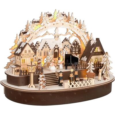 BRUBAKER Arc de Lumière 3D Le Grand Concert au Village de Noël Illuminations LED de Noël en Bois Naturel 31 x 45 x 22 cm Peint à la Main Décoration de Noël pour Table & Appui de Fenêtre BRUBAKER Arc de Lumière 3D Le Grand Concert au Village de Noël Illuminations LED de Noël en Bois Naturel 31 x 45 x 22 cm Peint à la Main Décoration de Noël pour Table & Appui de Fenêtre