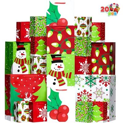 JOYIN Lot de 24 sacs cadeaux de Noël en papier kraft avec imprimés de Noël assortis pour sacs cadeaux en papier kraft, sacs cadeaux de Noël, sacs cadeaux de Noël, salles de classe et cadeaux JOYIN Lot de 24 sacs cadeaux de Noël en papier kraft avec imprimés de Noël assortis pour sacs cadeaux en papier kraft, sacs cadeaux de Noël, sacs cadeaux de Noël, salles de classe et cadeaux