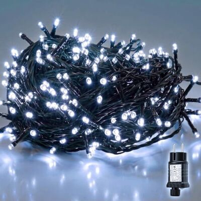 SALCAR Guirlande lumineuse de Noël 220 LED 15 m Blanc froid 8 modes, minuterie et mémoire, basse tension 31 V, étanche IP44, éclairage pour sapin de Noël, balcon, jardin SALCAR Guirlande lumineuse de Noël 220 LED 15 m Blanc froid 8 modes, minuterie et mémoire, basse tension 31 V, étanche IP44, éclairage pour sapin de Noël, balcon, jardin