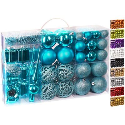 BRUBAKER Boules de Noël & Pointe de Sapin 101 Pièces/Coffret XXL Décoration Arbre de Noël Bleu BRUBAKER Boules de Noël & Pointe de Sapin 101 Pièces/Coffret XXL Décoration Arbre de Noël Bleu